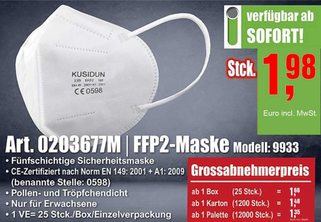 Medizinische Maske des Typ 1 und 2 bei Ronny T Shirt Druck